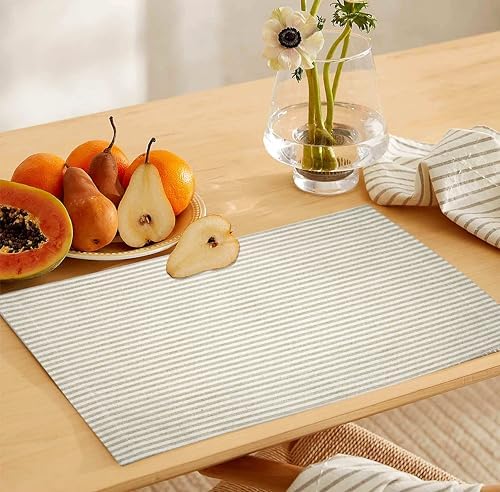 Cloths Small Stripe Placemats for Dining Table Set of 4, Heat