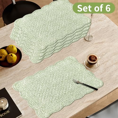 6 PC Quilted Placemats, 18"X13"Extra Large Cotton Placemats Set of 6