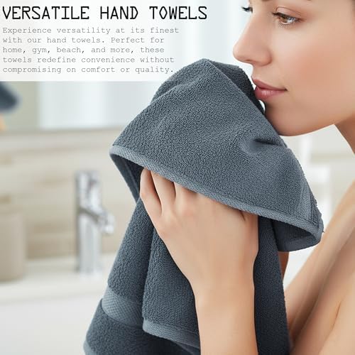 Hand Towels Cotton Set of 4, 16"x28" Cotton Soft Quick Drying Terry