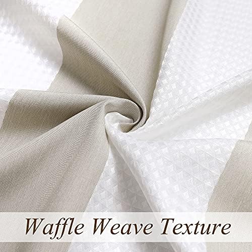 WEST LAKE Taupe Waffle Fabric Shower Curtain Vertical Stripe Farmhouse