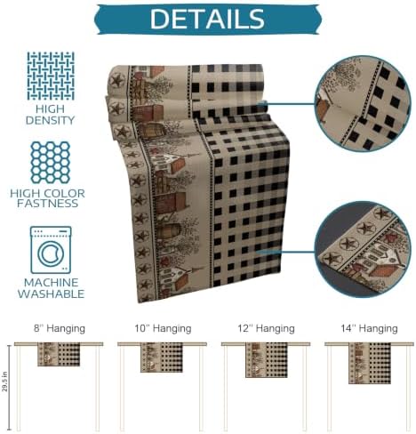 Farmhouse Check Table Runner and Placemats Set of 6 Modern Brown
