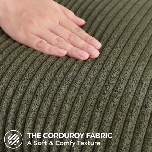 Mecatny Corduroy Fall Throw Pillow Covers 22x22 Set of 2 Olive Green