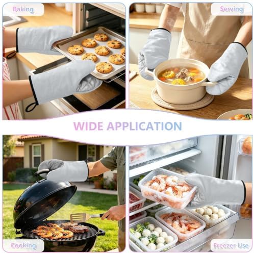 Pale Grey Oven Mitts and Pot Holders Set 2 Pack