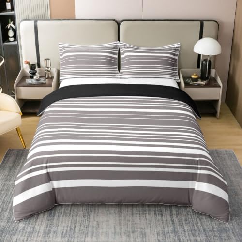 Erosebridal Geometric Striped 100% Cotton King Comforter Cover for