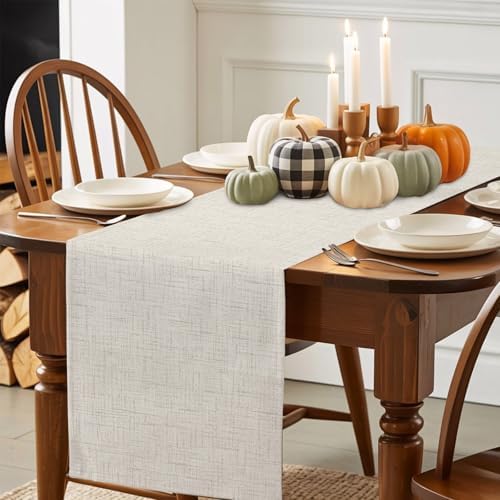 Table Runner Minimalist Creamy White Table Runners 14x72in Rustic