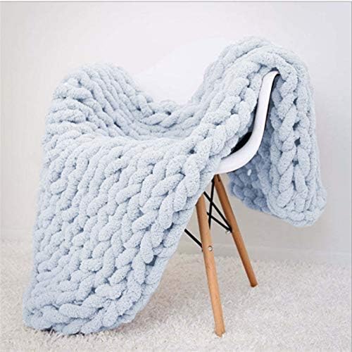 GIBZ Luxury Chunky Knit Blanket Chenille Handmade Yarn Knitted Throw