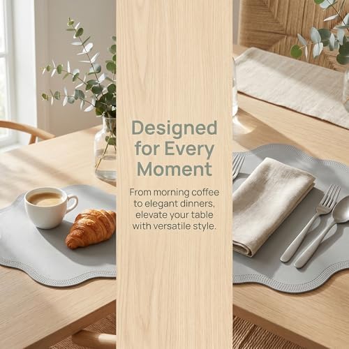 Placemat Set of 6 Faux Leather Placemats for Kitchen Dining Table