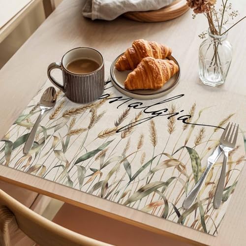 Placemats Set of 8, Pastoral Botanical Woven Placemat, Linen Place