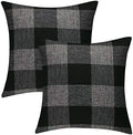 uxcell Set of 2 Plaid Throw Pillow Covers, Black Grey 22"x22"