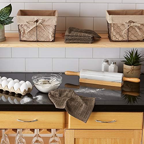 DII Basic Terry Collection Solid Windowpane Dishcloth Set, 12x12