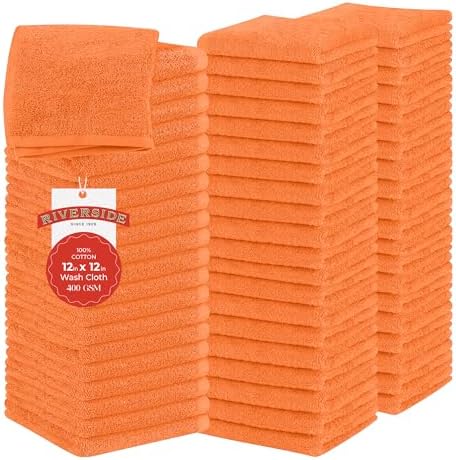 RIVERSIDE 60-Pack Cotton Washcloths – Soft & Absorbent Face Towels