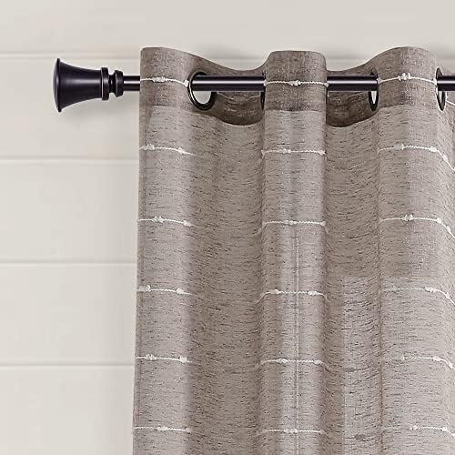 Lush Decor Farmhouse Textured Grommet Sheer Window Curtain Panel Pair