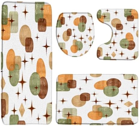 Mid Century Modern Bathroom Rugs Sets 4 Pcs