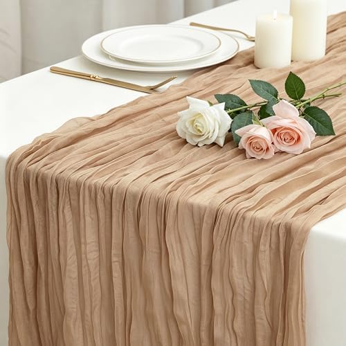 12 Pack Nude Cheesecloth Table Runner 120 Inch Boho Wedding Decor