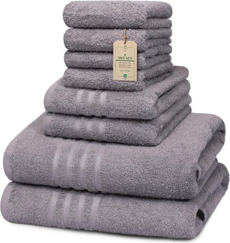 CORE 8-Piece Cotton Towel Set for Bathroom | Value Pack, Soft