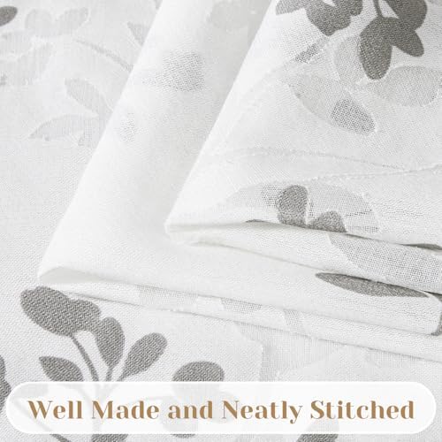 HOMEIDEAS White and Gray Privacy Sheer Curtains 96 Inches Long, 2