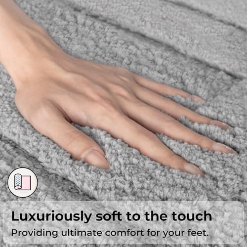 GRANNY SAYS Grey Bathroom Rugs Set 3 Piece, Soft Microfiber Bath Mats