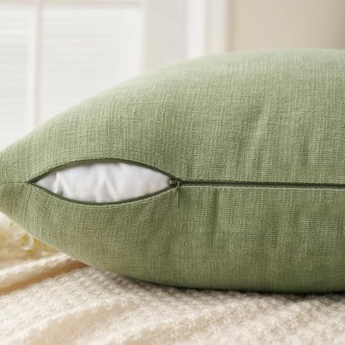 MIULEE Sage Green Chenille Couch Throw Pillow Covers, 20x20