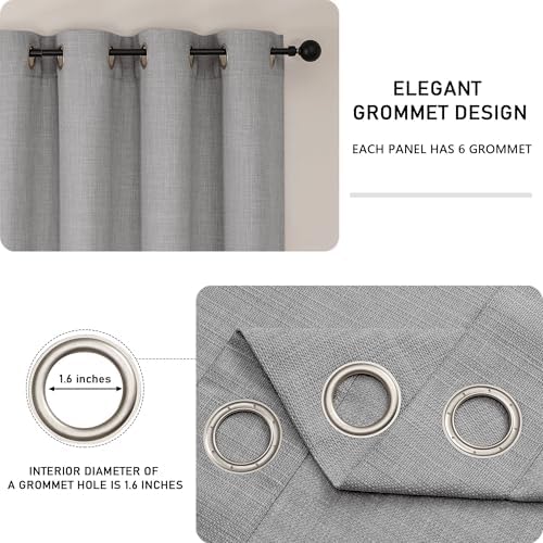 Chyhomenyc Light Grey Curtains 63 Inch Length 2 Panels for Bedroom