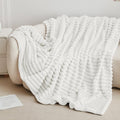 Faux Rabbit Fur Throw Blanket - Reversible Fluffy Plush Blanket for