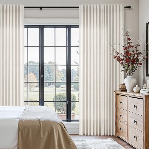 Aersas Thick Linen Curtains 63 Inches Long for Living Room 2 Panels