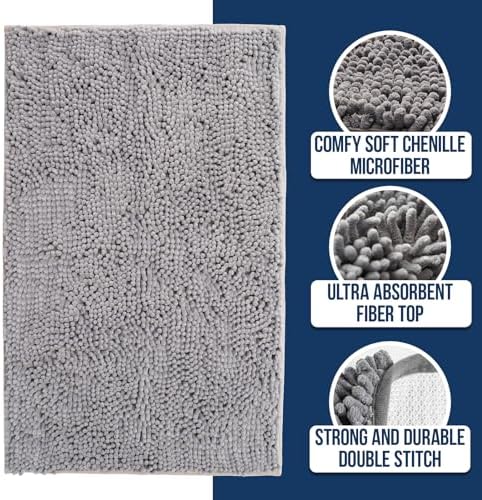 Muddy Mat® | Chenille Bathroom Rugs Quick Dry Microfiber Mats Non Slip