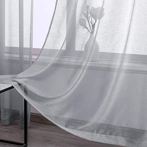 DONREN 63 Inch Textured Sheer Curtains Luxury Soft Grommet Top Shear