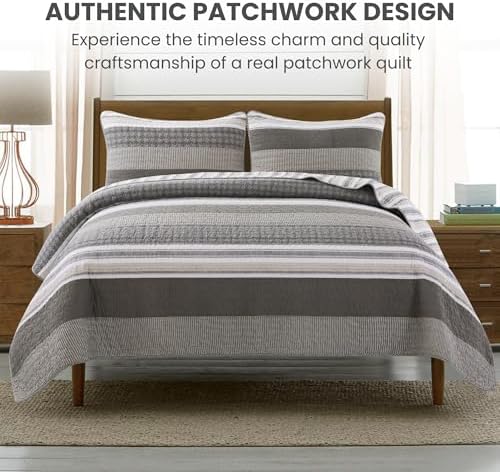 Soul & Lane - Madrona Cotton Quilt Set, Men's Bedding, King with 2