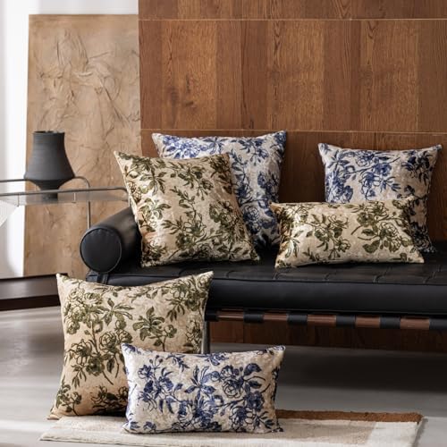 Velvet Floral Print Throw Pillow Covers Set of 2, Superior Soft