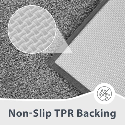 anllugs Bathroom Rugs, 24" x 60" Soft Bath Rugs, Grey & Dark Grey