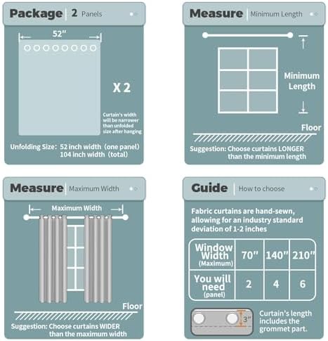 BGment Linen Curtains 108 Inch Long for Living Room, Natural 2 Panels