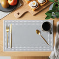 Gray Placemats Set of 8, Winter Minimalist Dotted Borders Square