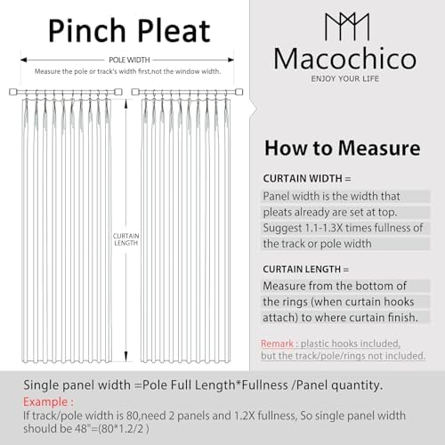Macochico Pinch Pleated Drapes for Traverse Rods Room Darkening