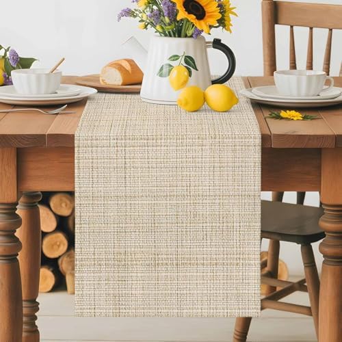 Minimalist Beige Table Runner for Dining Table Modern Rustic Solid
