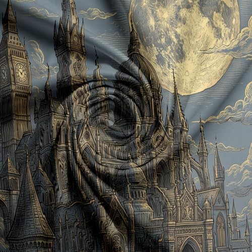 Charcoal Gray Halloween Gothic Castle Duvet Cover Set For Women Girls