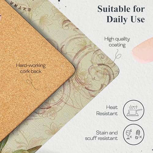 Pimpernel Olive Orchard Placemats, Set of 4 - Cork Backed & Heat
