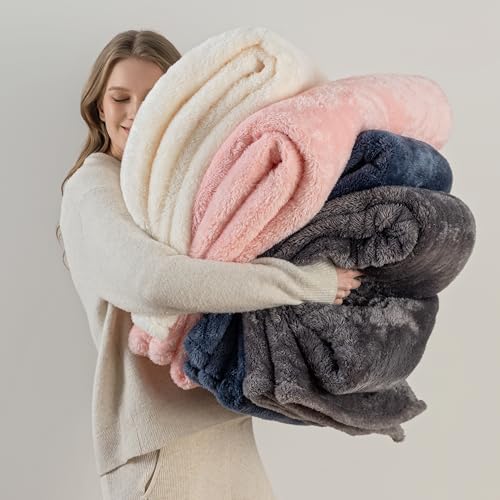 Double-Pile Fluffy Fleece Blanket, Ultra Soft & Warm All-Season Cozy
