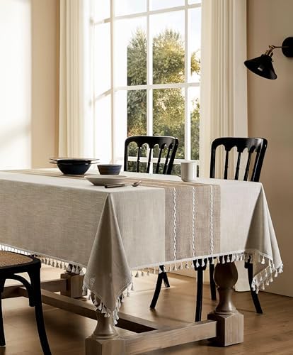 ZeeMart Contrast Linen Square Table Cloth 60x60 Inch Brown