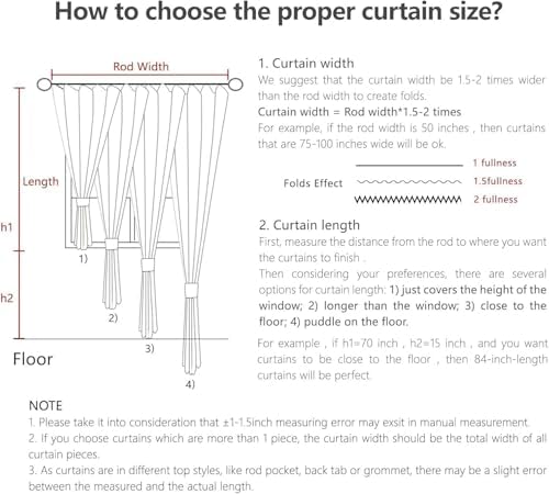 Joydeco Linen Curtains 84 Inch Length 2 Panel Sets,Light Filtering