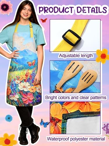 Bencailor 6 Pcs Christmas Oil Painting Wildflower Aprons Gifts for
