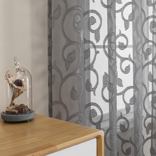OWENIE Furman Sheer Curtains 63 inch Length for Bedroom Living Room 2