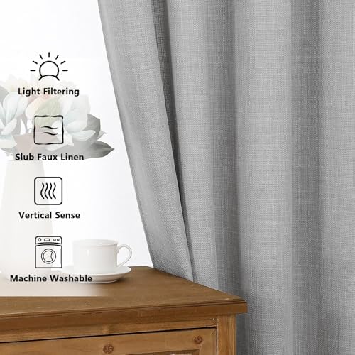 Chyhomenyc Light Grey Curtains 63 Inch Length 2 Panels for Bedroom