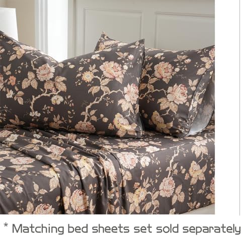 Zusbest Grey Brown Duvet Cover Set Queen Size 100% Cotton Shabby