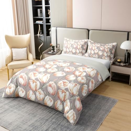 Feelyou Floral Print Duvet Cover 100% Cotton Queen Size Boys Girls