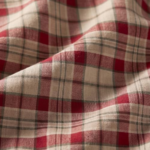 Solino Home 100% Pure Linen Table Runner Plaid, Almond Plaid