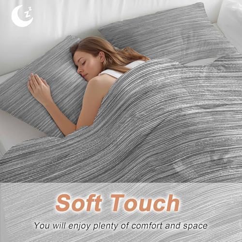 Vintage Gray Bedding 3 Piece Duvet Cover Set Queen Size, Country
