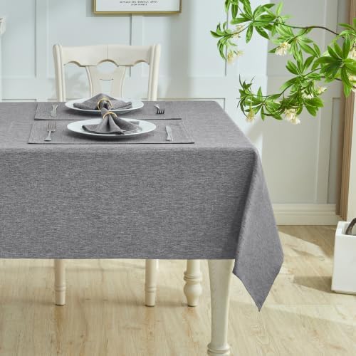 Gray 60x120 Rectangle Polyester Linen Farmhouse Tablecloth