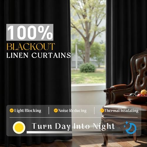 UHITECH 63 Inch Blackout Curtains for Living Room 2 Panels Set, Cream