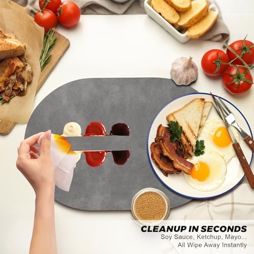 UnivoColors Placemats Oval Faux Leather Placemats,Heat Resistant