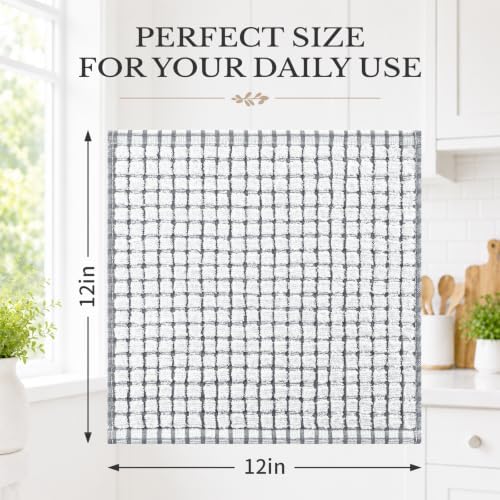 Homaxy 12 Pack Terry Kitchen Dish Cloths, 12"x12", Grey